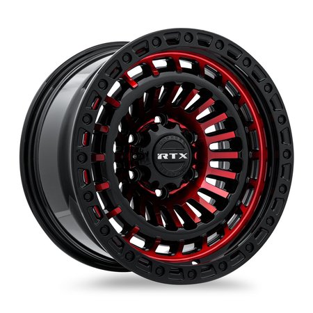 RTX Alloy Wheel, Moab 17x9 5x127 ET-15 CB71.5 Gloss Black Machined Red 083092